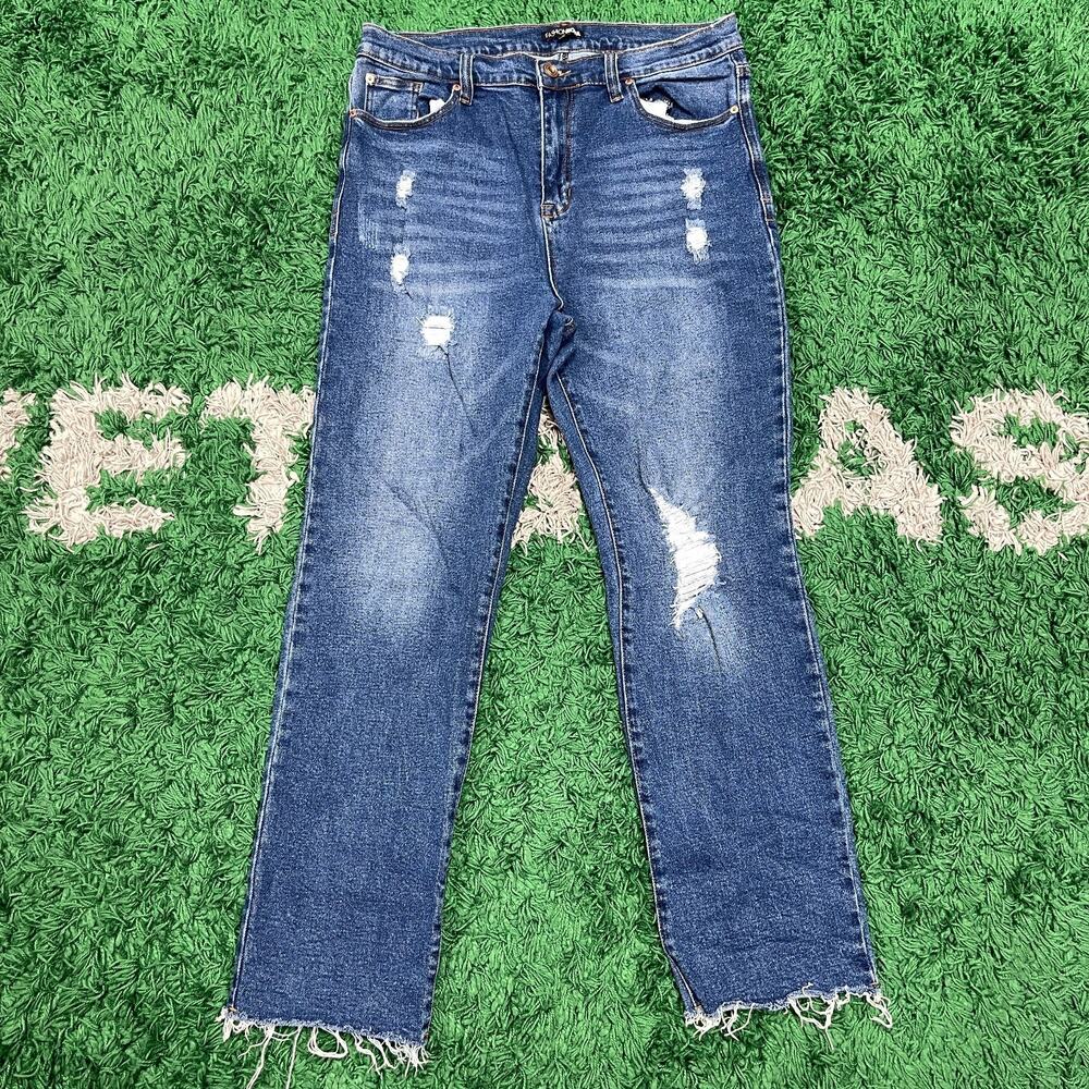 Fashion Nova Womens Distressed Blue Jeans size 16 B13
